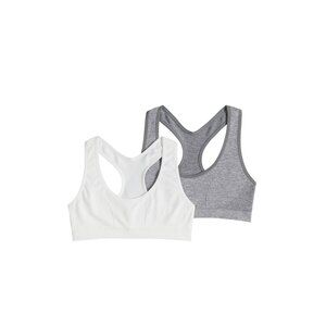 Micro Mesh Racerback Charcoal White Sports Bra Size Large